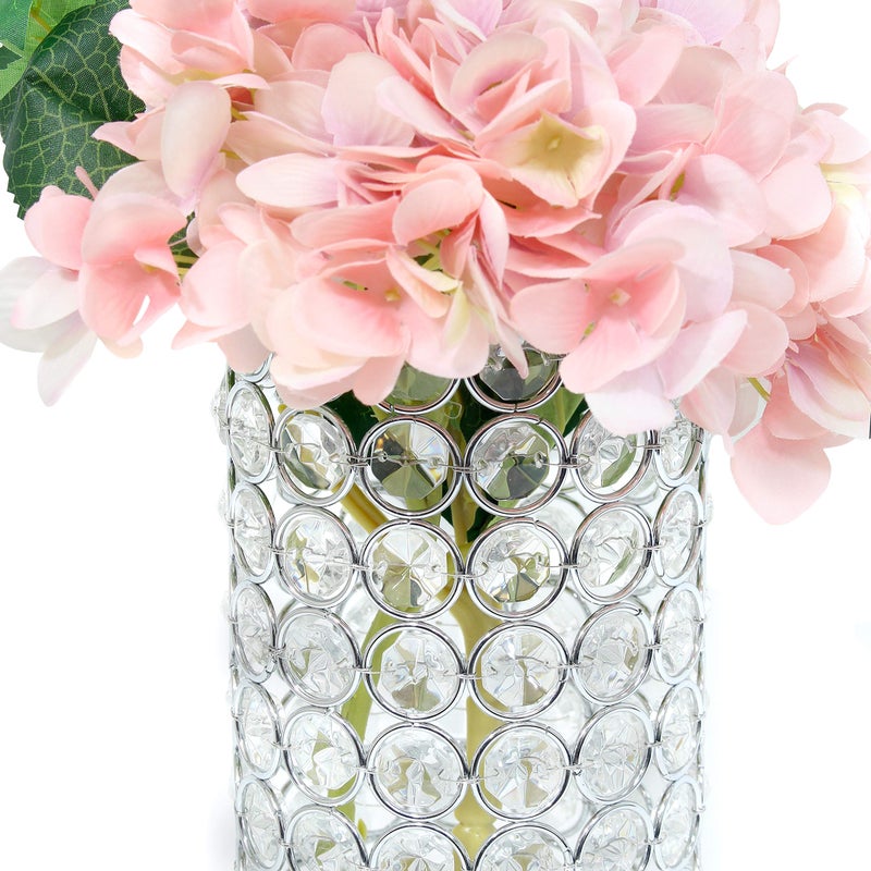 Elegant Designs HG1009-CHR Elipse Cylindrical Crystal Decorative Flower Vase, Candle Holder, Wedding Centerpiece, 11.25 Inch, Chrome - Image 5